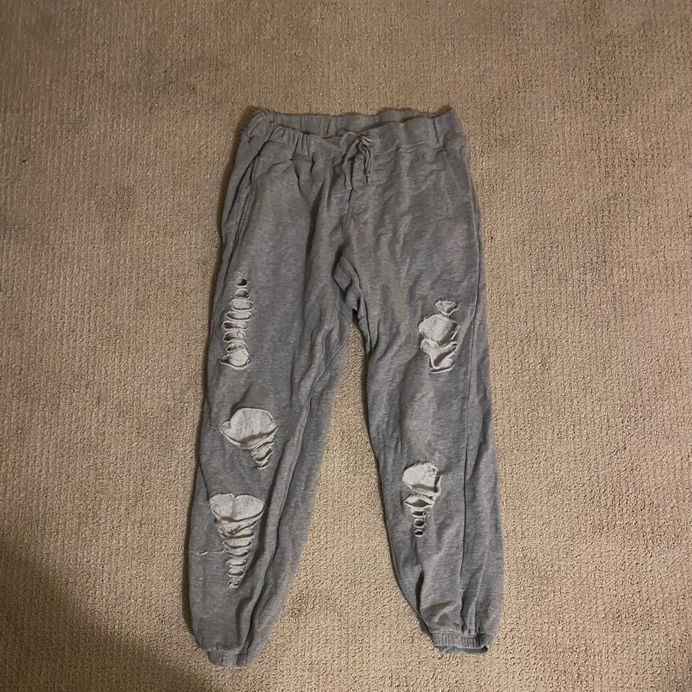 Heather grey ripped sweatpants